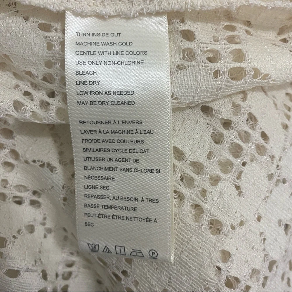 Free People Beige Lace Button-Down‎ Shirt